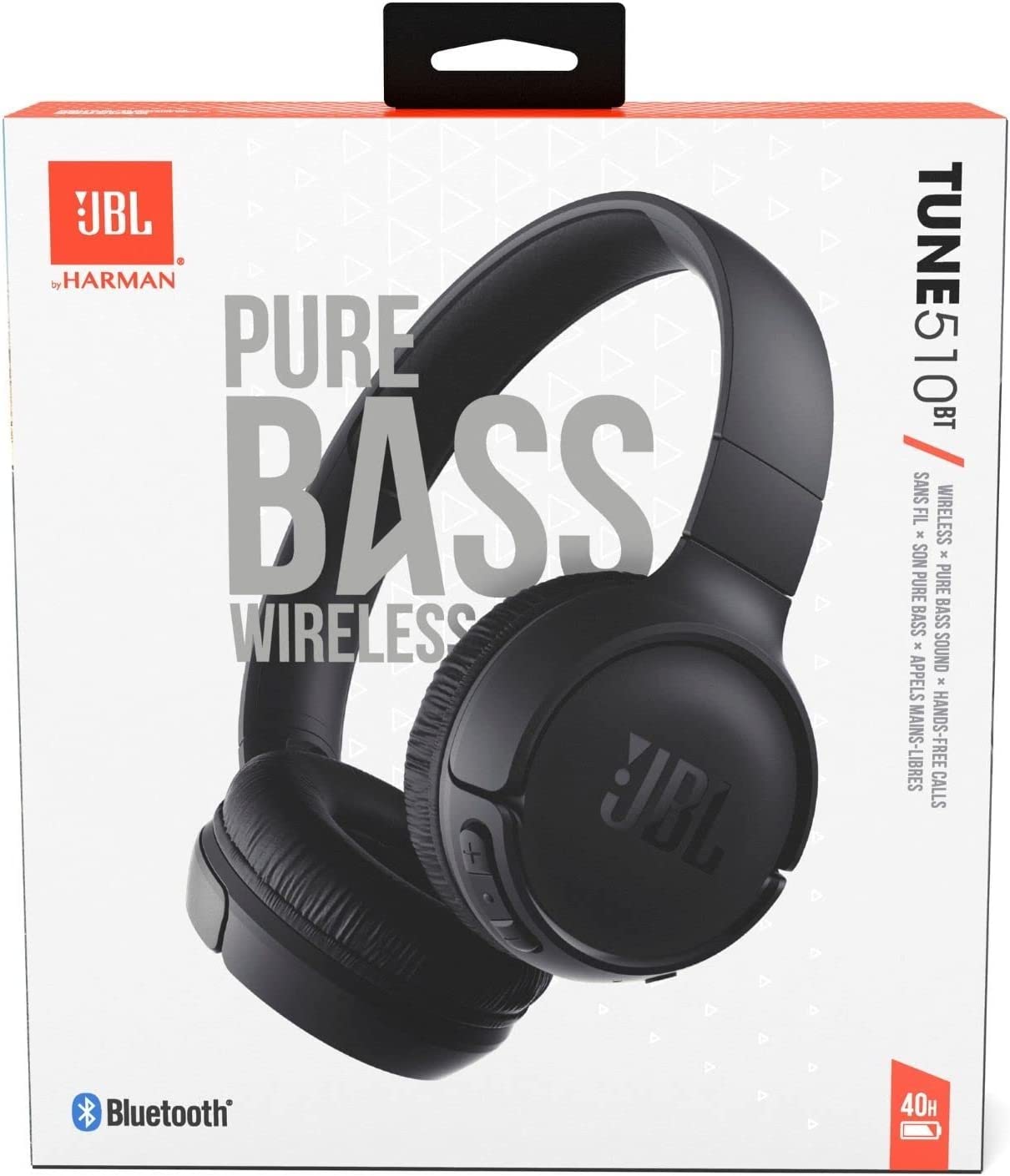 JBL Tune 510BT: Wireless On-Ear Headphones with Purebass Sound (Black)