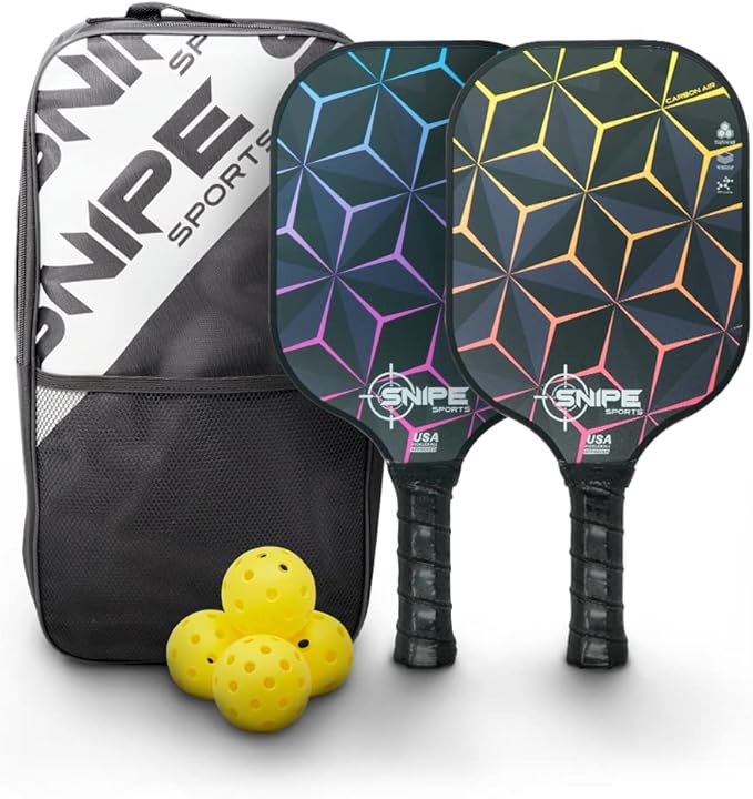 Snipe Sports Pickleball Paddles Set of 2 | Light Weight Pickleball Set for Women & Men | Pickleball Accessories Set Including a Bag and 4 Pickleball Balls | USAPA Approved Pickleball Rackets