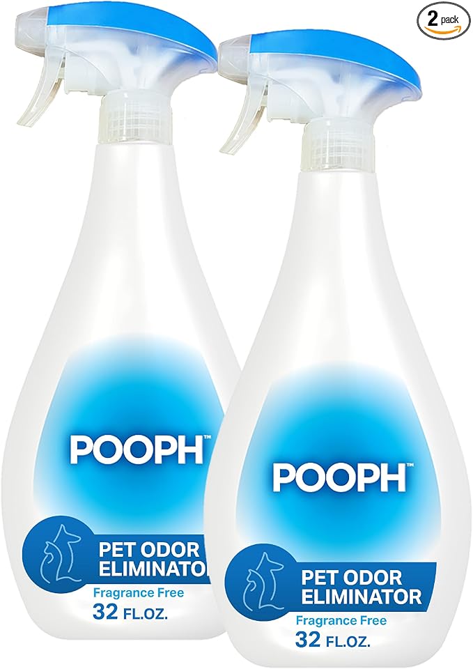 Pooph Pet Odor Eliminator, 32oz Spray, 2-Pack - Dismantles Odors on a Molecular Basis, Dogs, Cats, Freshener, Eliminator, Urine, Poop, Pee, Deodorizer, Natures, Puppy, Fresh, Clean, Furniture, Potty