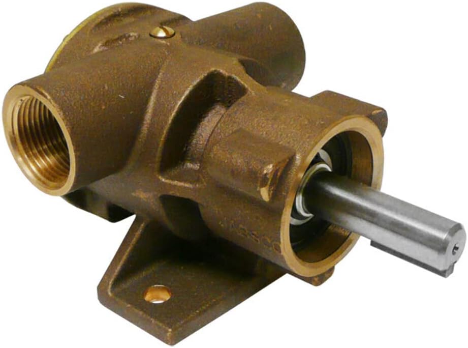 Jabsco 777-9001 Marine Pulley Driven Flexible Impeller Pedestal Mount Pump (62-GPM, Neoprene Impeller, Full Cam, Face Seal, 1" NPT Ports), Bronze