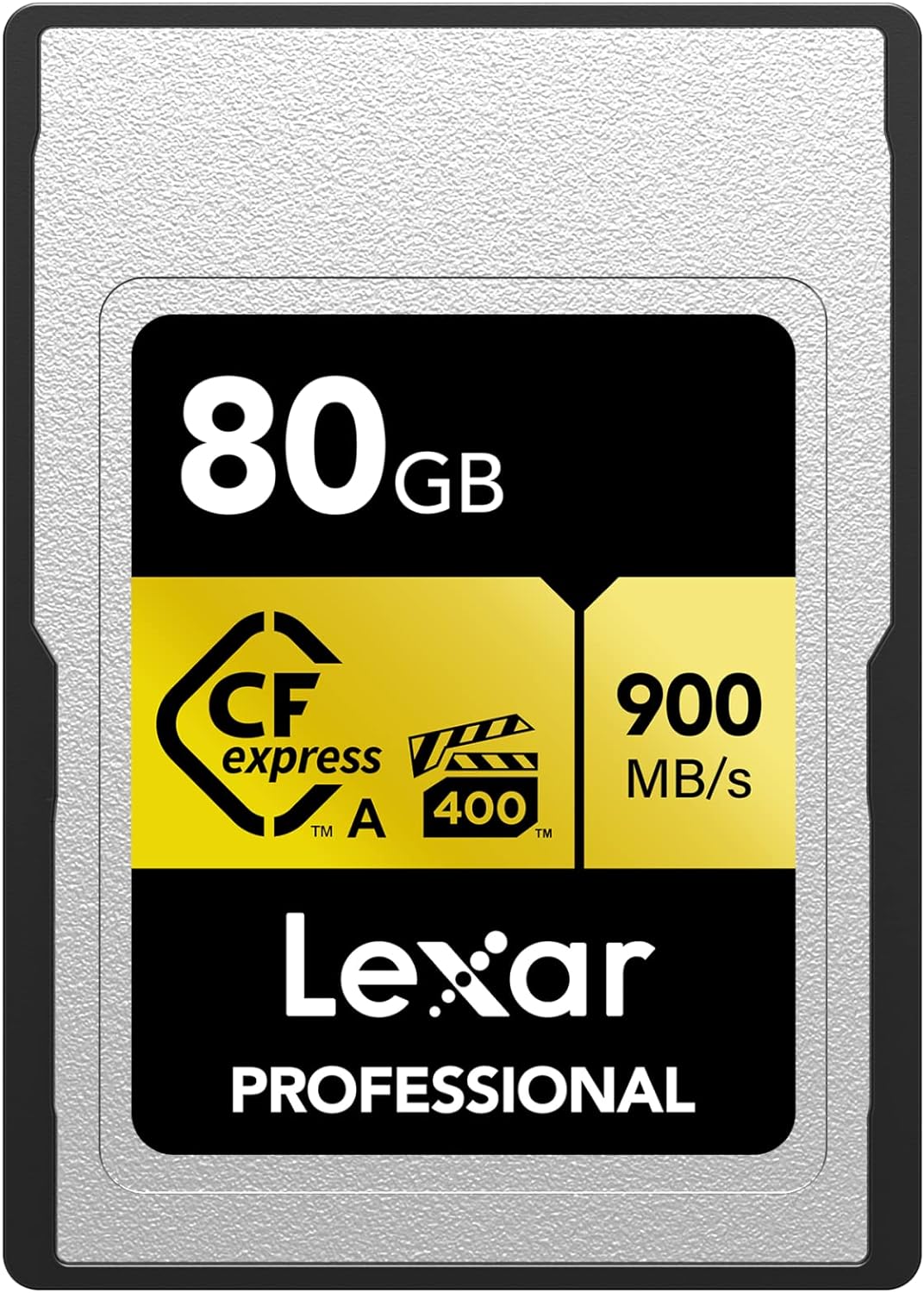 Lexar 80GB Professional CFexpress Type A Gold Series Memory Card, Up to 900MB/s Read, Cinema-Quality 8K Video, Rated VPG 400 (LCAGOLD080G-RNENG)