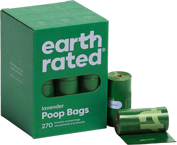 Earth Rated Dog Poop Bags, Guaranteed Leak Proof and Extra Thick Waste Bag Refill Rolls For Dogs, Lavender Scented, 270 Count