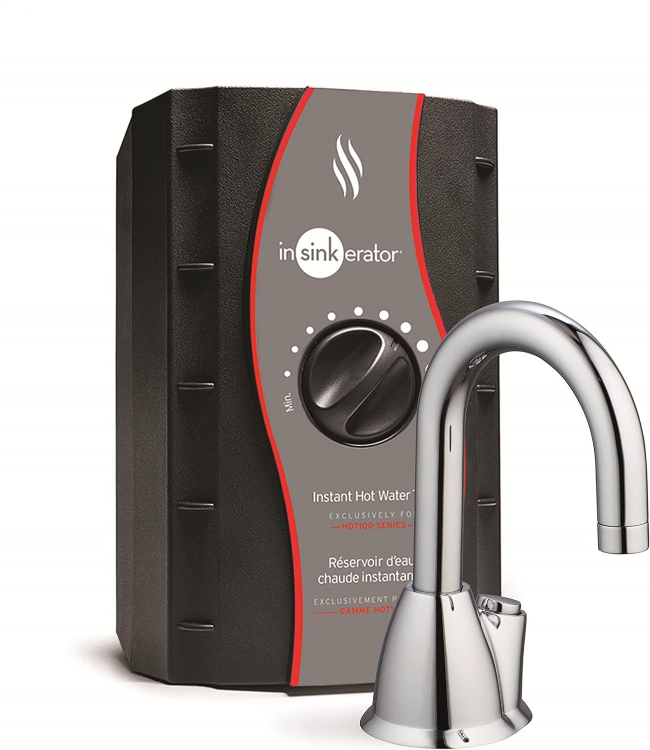 InSinkErator HOT100 Instant Hot Water Dispenser System - Faucet & Tank, Chrome, H-HOT100C-SS
