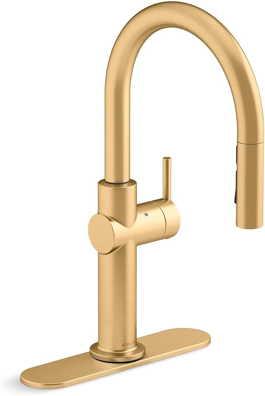 Kohler 22974-2MB Crue Touchless Pull Down Kitchen Sink Faucet, 3-Spray Sprayhead with Touchless Activation, Vibrant Brushed Moderne Brass