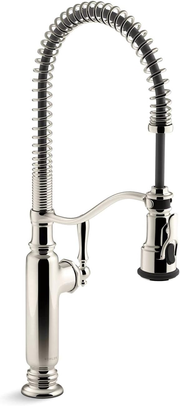 KOHLER Tournant Semi-Professional Pull-Down Kitchen Sink Faucet, Commercial Kitchen Faucet with Pull Down Sprayer, 77515-SN, Vibrant Polished Nickel