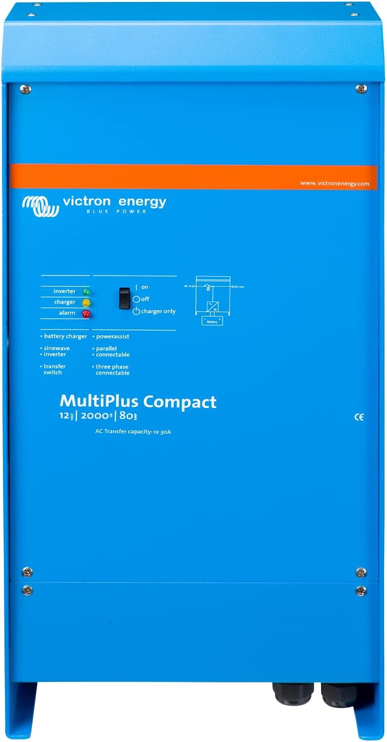 Victron Energy MultiPlus Compact 2000VA 12-Volt Pure Sine Wave Inverter 80 amp Battery Charger