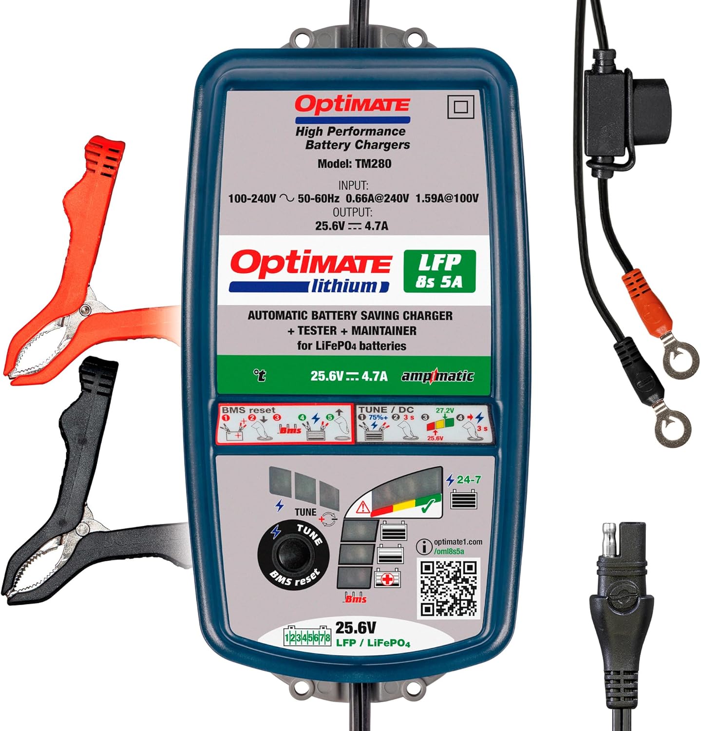 Optimate Lithium 8s 5A 10-Step 25.6V/26.4V 5A High Performance Battery Saving Charger & Maintainer